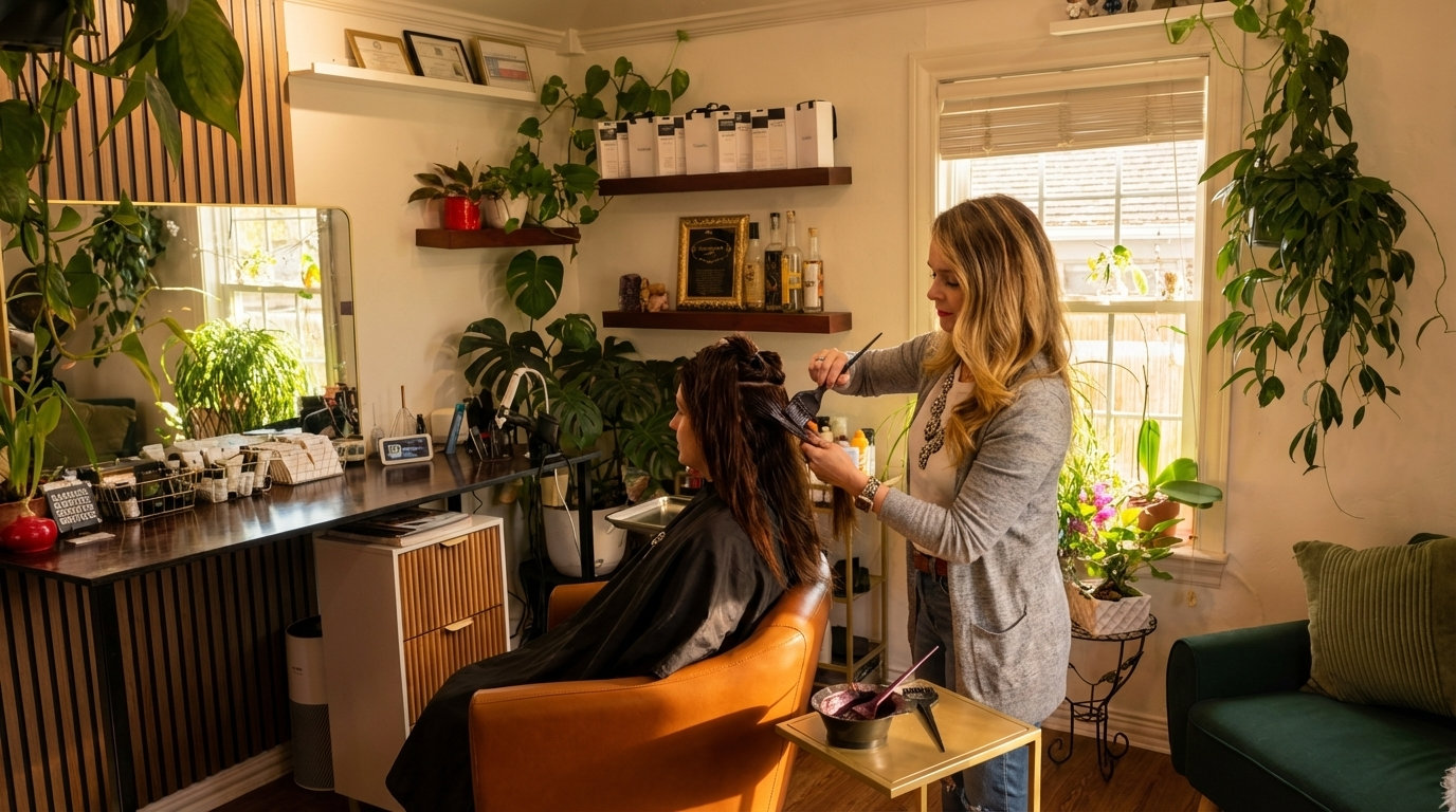 Professional full color application at Boncomb Beauty in Arlington, Texas